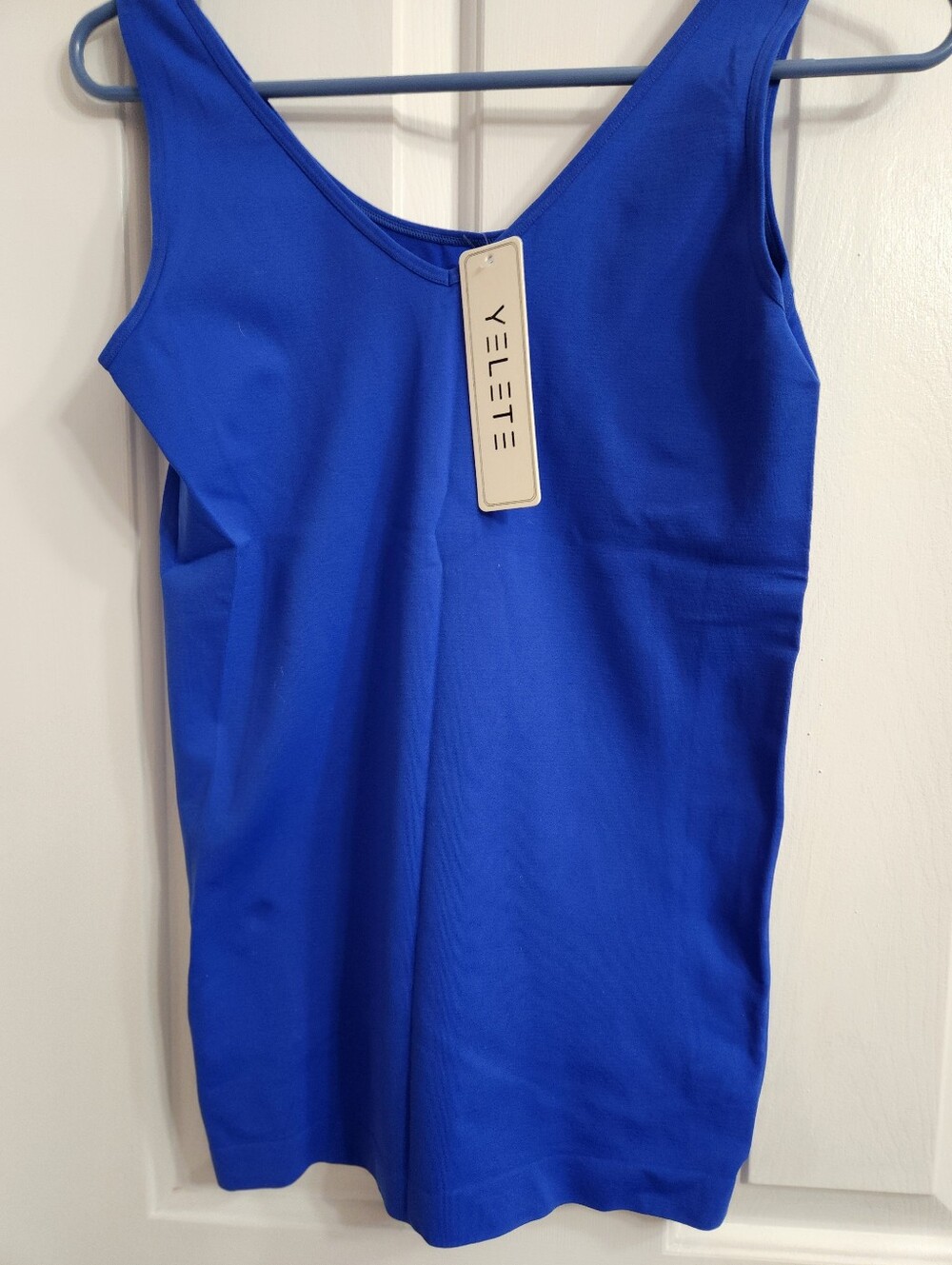 Lady's V or U Neckline Reversible Seamless Tank Plus Size Royal Blue